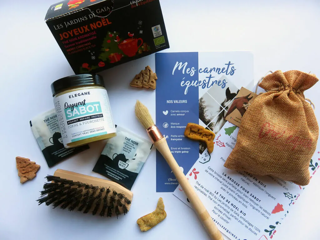 unboxing de la box d'hiver 2020 de la marque les merveilles équines, box équestre avec abonnement trimestriel