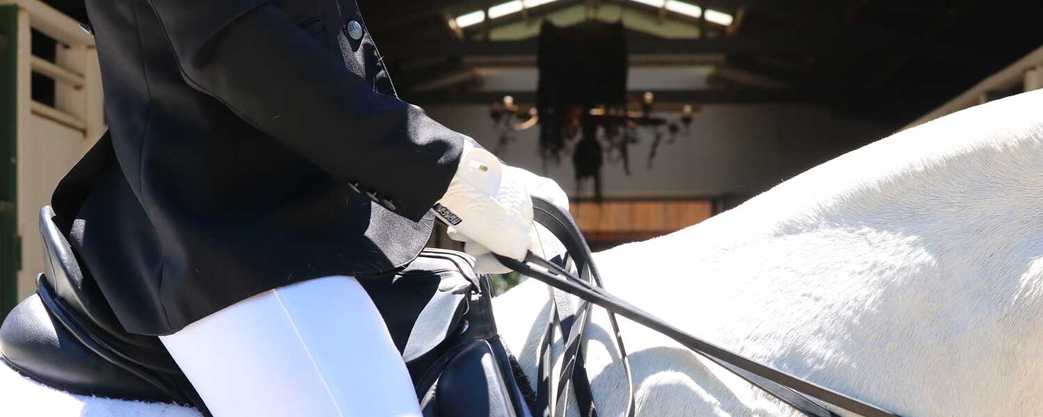l'équitation est-il un sport de riches ? photographie représentant un cavalier habillé en tenue de concours sur son cheval gris